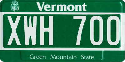 VT license plate XWH700