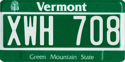 VT license plate XWH708