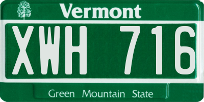 VT license plate XWH716