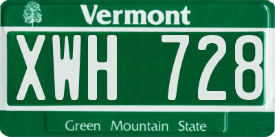 VT license plate XWH728