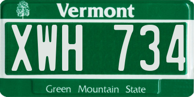 VT license plate XWH734