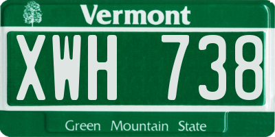 VT license plate XWH738