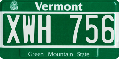 VT license plate XWH756