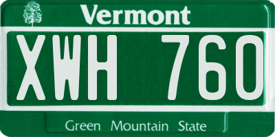 VT license plate XWH760