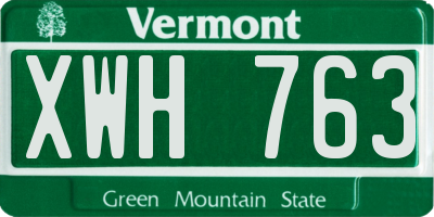 VT license plate XWH763