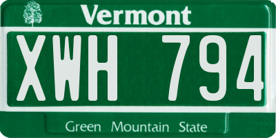 VT license plate XWH794