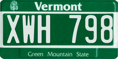 VT license plate XWH798