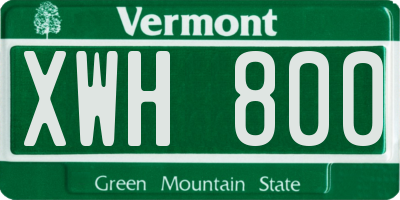 VT license plate XWH800