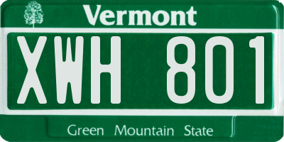 VT license plate XWH801