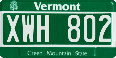 VT license plate XWH802