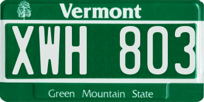 VT license plate XWH803