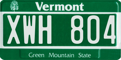 VT license plate XWH804