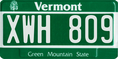 VT license plate XWH809