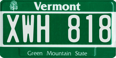 VT license plate XWH818