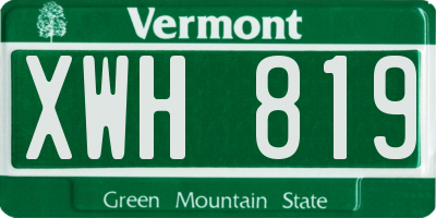 VT license plate XWH819