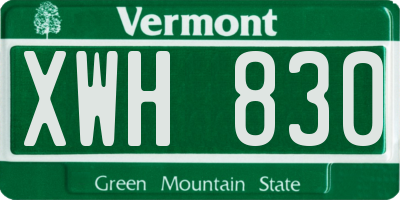 VT license plate XWH830
