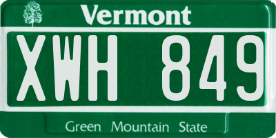 VT license plate XWH849