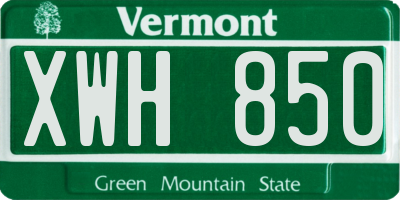 VT license plate XWH850