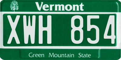 VT license plate XWH854