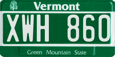 VT license plate XWH860