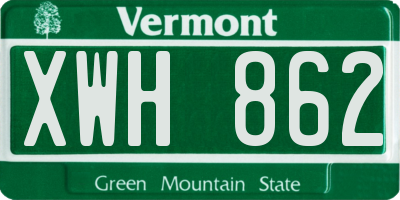 VT license plate XWH862