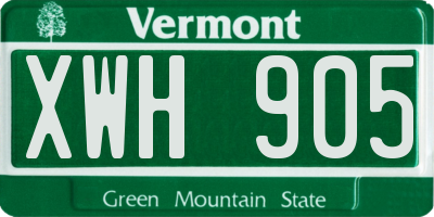 VT license plate XWH905
