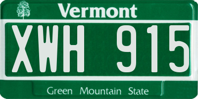 VT license plate XWH915