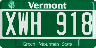 VT license plate XWH918