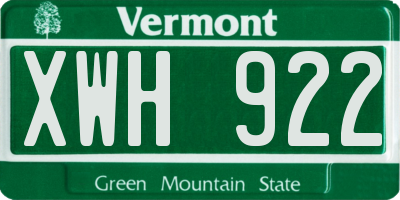 VT license plate XWH922