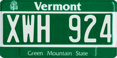 VT license plate XWH924