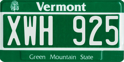 VT license plate XWH925