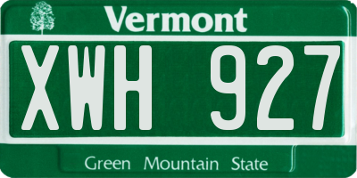 VT license plate XWH927