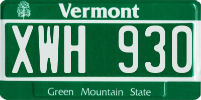 VT license plate XWH930