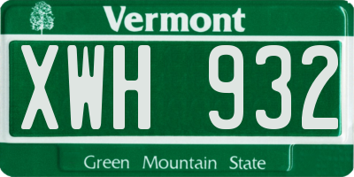 VT license plate XWH932