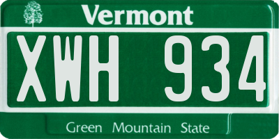 VT license plate XWH934