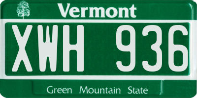 VT license plate XWH936