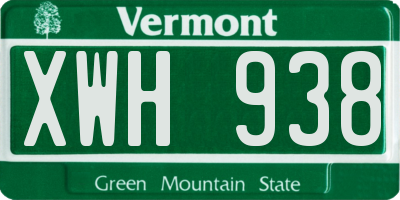VT license plate XWH938
