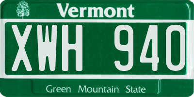 VT license plate XWH940