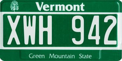 VT license plate XWH942