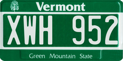 VT license plate XWH952