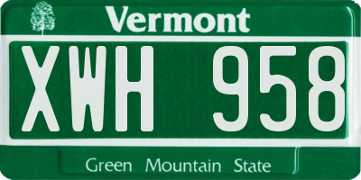 VT license plate XWH958