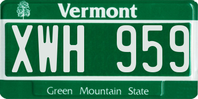 VT license plate XWH959
