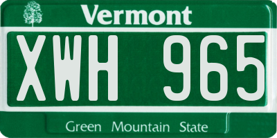 VT license plate XWH965