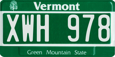 VT license plate XWH978