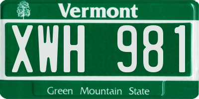 VT license plate XWH981
