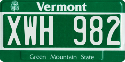 VT license plate XWH982