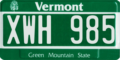 VT license plate XWH985