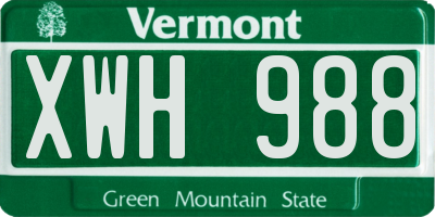 VT license plate XWH988