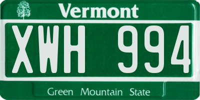 VT license plate XWH994