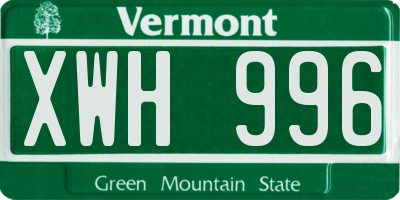 VT license plate XWH996